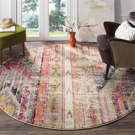 Safavieh 5 x 5 ft. Monaco Power Loomed Round Area Rug, Light Grey and Multi MNC222G-5R